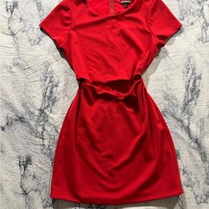 Express Vibrant Red Short-Sleeve Mini Dress